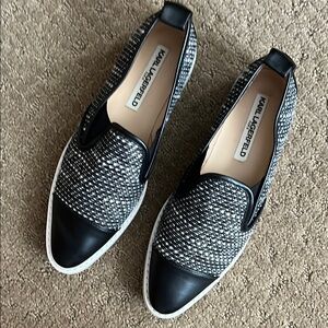 Karl Lagerfeld Black and White Sneakers with Tweed Upper